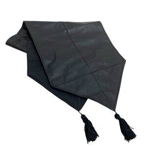 Black Table Runner Faux Leather Modern Table Accent Halloween Spooky